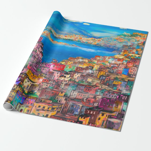 Naples cityscapeart,city,italian,liggande,modern, presentpapper (Utrullad)