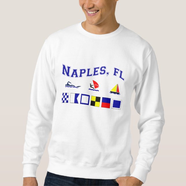 Naples FL med maritim flaggor Sweatshirt (Framsida)