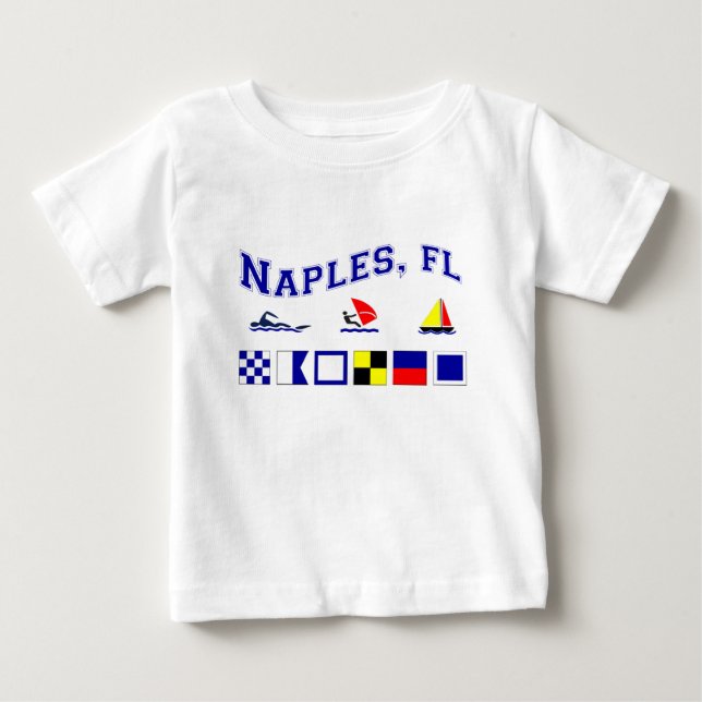 Naples FL med maritim flaggor Tee (Framsida)