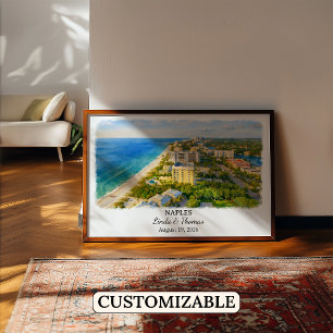 Naples Florida Affisch, Akvarell, Anpassad Poster