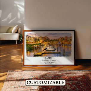 Naples Florida Affisch, Akvarell, Anpassad Poster