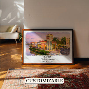 Naples Florida Affisch, Akvarell, Anpassad Poster