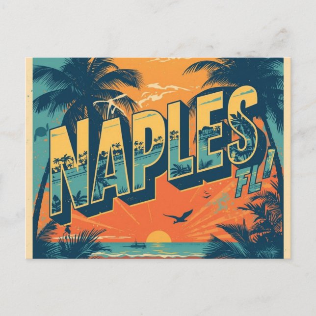 Naples florida dreaming retro vykort (Framsida)