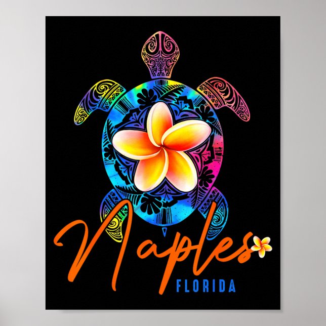 Naples Florida Sea Turtle Tie Dye Trocal Vacation  Poster (Framsidan)