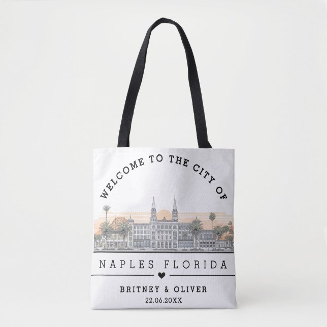 Naples Florida Siluett – Anpassad Bröllopspresent Tygkasse (Framsida)