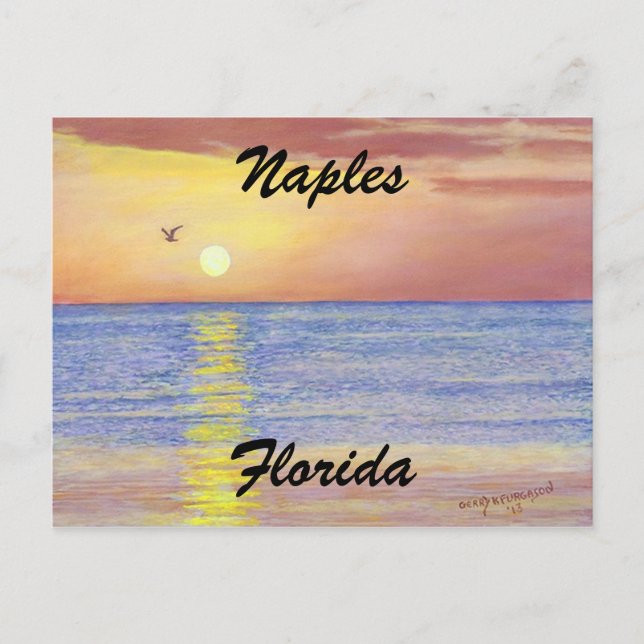 "NAPLES,FLORIDA SUNSET POSTCARD" VYKORT (Framsida)