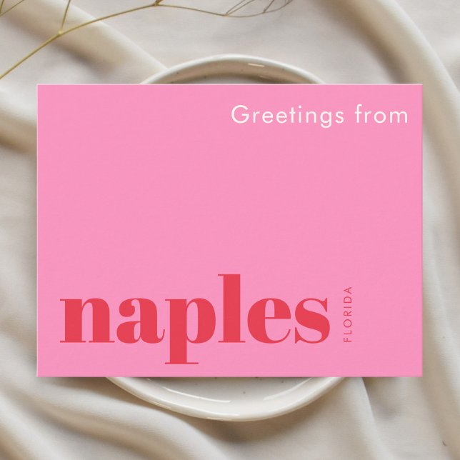 Naples Florida typografisk rosa Vykort (Skapare uppladdad)