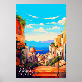Naples Italien vintage resor illustration Poster