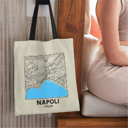 Naples, Italy City Map Tote Bag Tygkasse