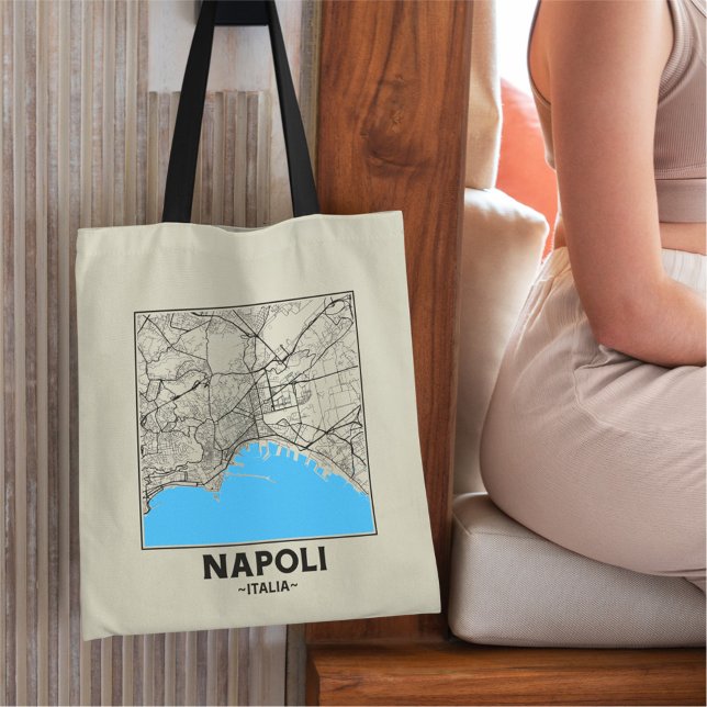 Naples, Italy City Map Tote Bag Tygkasse (Skapare uppladdad)