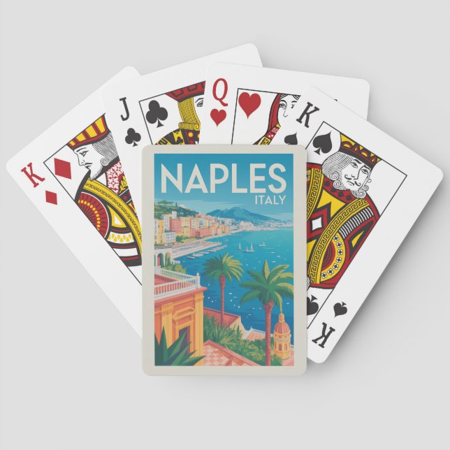 Naples Italy Illustration Travel Art Vintage Casinokort (Baksidan)