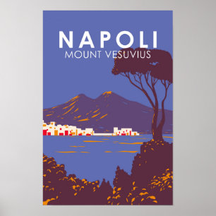 Naples Mount Vesuvius Resa Konst Vintage Poster