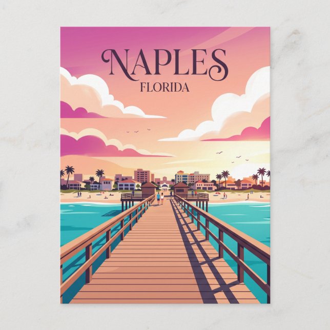 Naples Pier USA blir Vykort (Framsida)