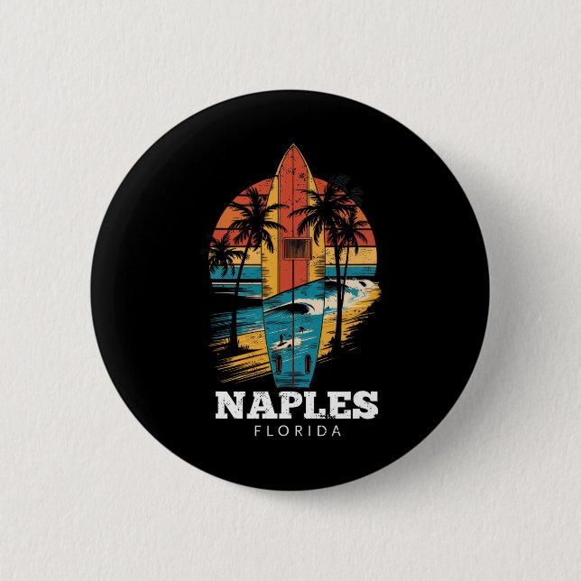 Naples Strand Florida Surfbräda Surfing Retro  Knapp (Framsida)
