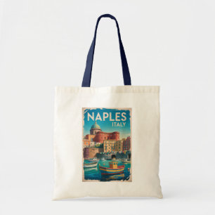 Naplesbukten Italien Illustration Resa Konst Vinta Tygkasse