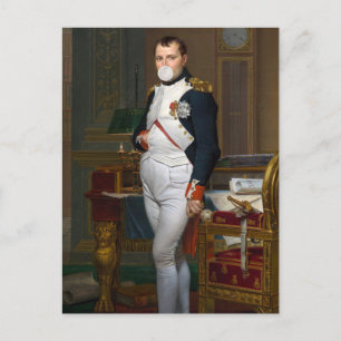 Napoleon Bonaparte blåser en vit bubbelgum Vykort