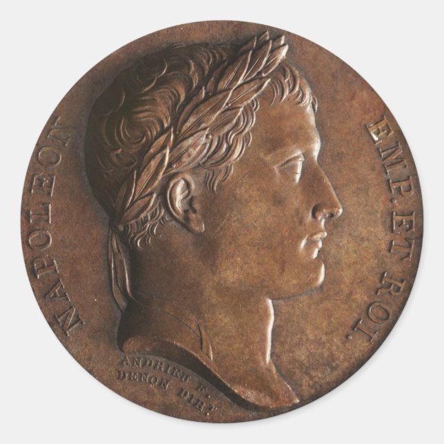 Napoleon Bonaparte Medal Runt Klistermärke (Framsida)