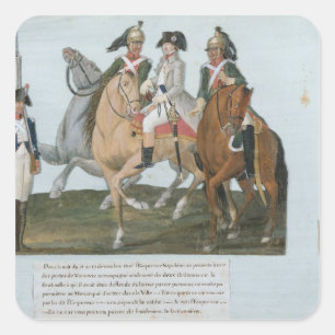 Napoleon Bonaparte och den Varsovian vaktposten Fyrkantigt Klistermärke