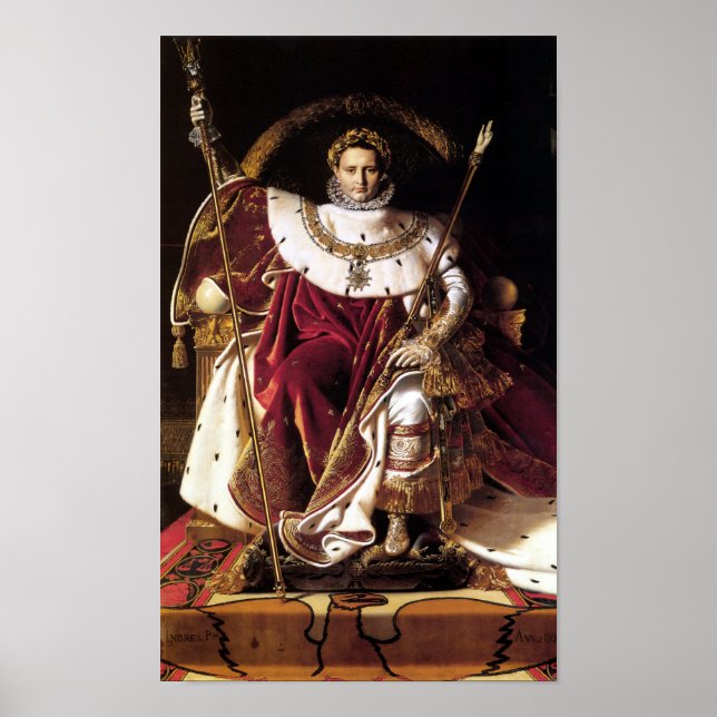 Napoleon Bonaparte på hans kejserliga ron Poster (Framsidan)