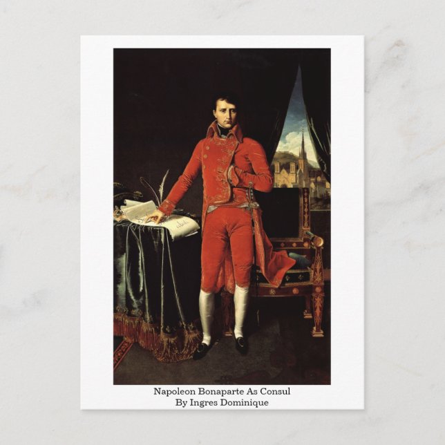 Napoleon Bonaparte som konsul av Ingres Dominique Vykort (Framsida)