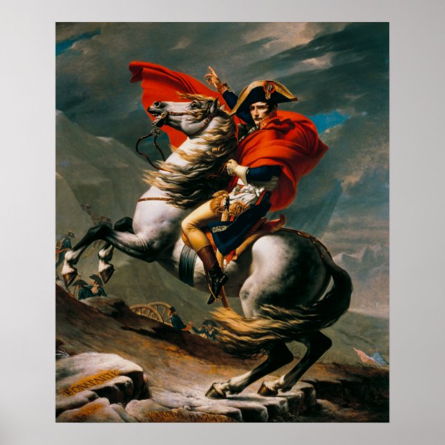 Napoleon Crossing the Alps by Jacques-Louis David Poster (Framsidan)