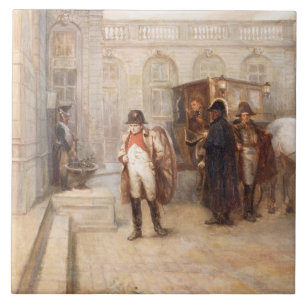 Napoleon efter Waterloo (olja på kanfas) Kakelplatta