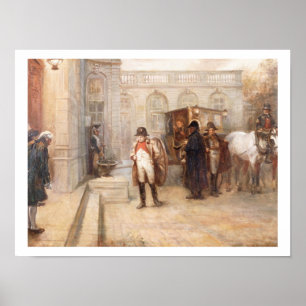 Napoleon efter Waterloo (olja på kanfas) Poster