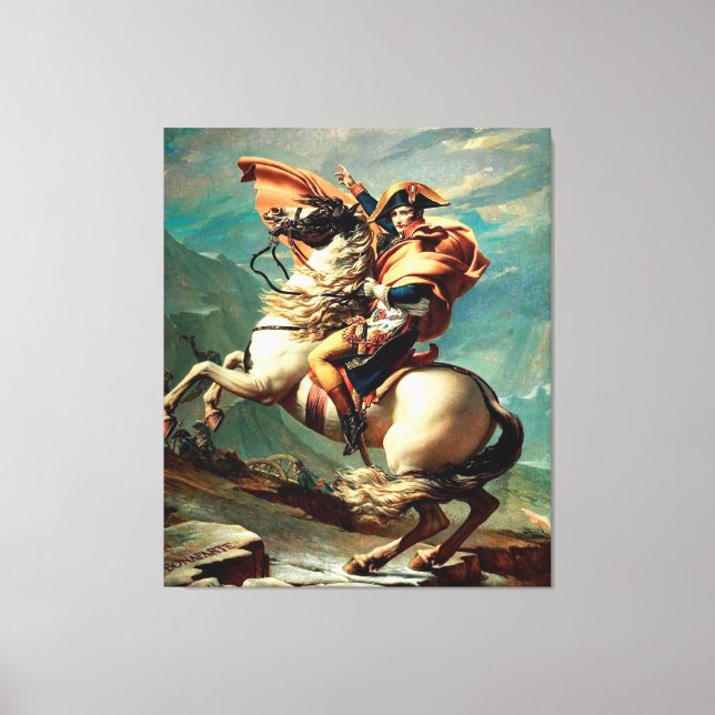 Napoleon genom Alpernorna av Jacques-Louis David Canvastryck (Framsida)