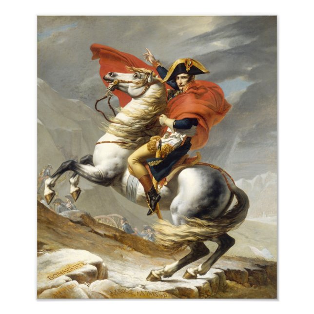 Napoleon genom Alpernorna av Jacques Louis David Fototryck (Framsidan)