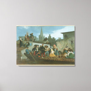 Napoleon III besöka flodoffer av Canvastryck