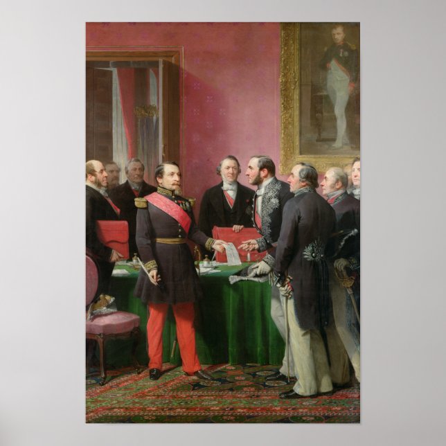 Napoleon III Händer över dekretet Poster (Framsidan)