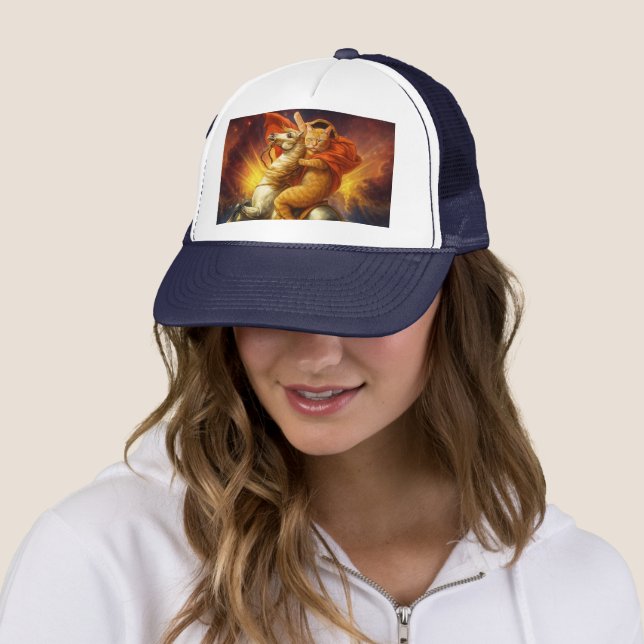 Napoleon Katt Ridande Häst Genom Galaxen           Keps (In Situ)