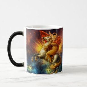 Napoleon Katt Ridande Häst Genom Galaxen Magisk Mugg