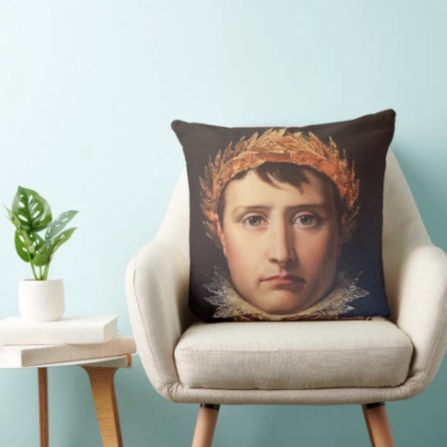 Napoleon lagerkrans krönt hjälte  kudde (Napoleon’s Portrait  Design pillow high quality 100% polyester hidden zipper enclosure.)