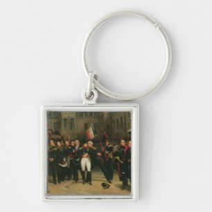 Napoleon mig som bjuder avsked till det fyrkantig silverfärgad nyckelring