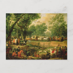 Napoleon om jakt i Compiegne Forest, 1811 Vykort
