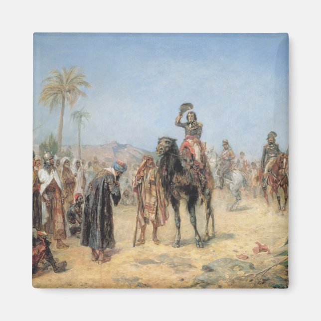 Napoleon som anländer till en egyptisk Oasis (olja Magnet (Framsidan)