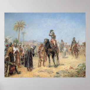 Napoleon som anländer till en egyptisk Oasis (olja Poster