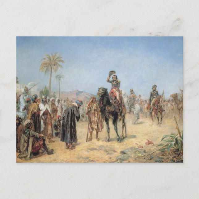 Napoleon som anländer till en egyptisk Oasis (olja Vykort (Framsida)