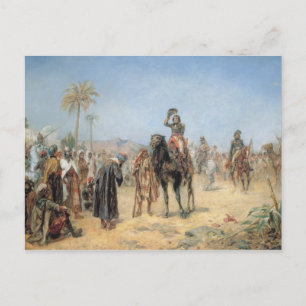 Napoleon som anländer till en egyptisk Oasis (olja Vykort