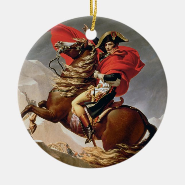 Napoleon som korsar alpernan, c.1800 (olja på julgransprydnad keramik (Framsidan)
