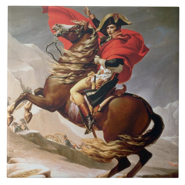 Napoleon som korsar alpernan, c.1800 (olja på kakelplatta (Framsidan)