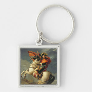 Napoleon som korsar alpernan på den 20th maj 1800 fyrkantig silverfärgad nyckelring
