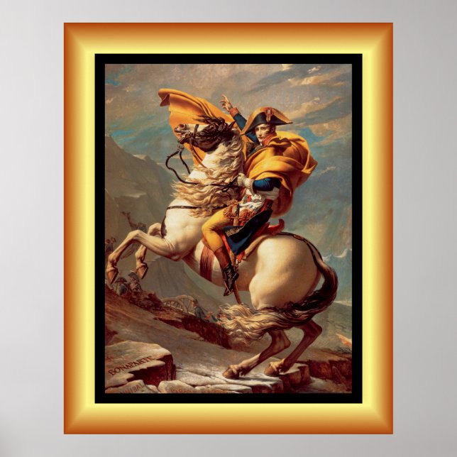 Napoleon som korsar Alpernorna ~Jacques-Louis Davi Poster (Framsidan)