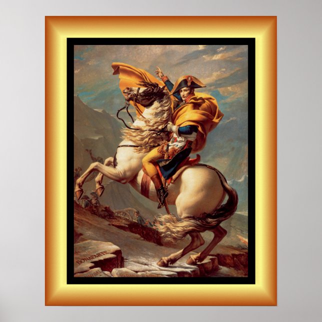 Napoleon som korsar Alpernorna ~Jacques-Louis Davi Poster (Framsidan)