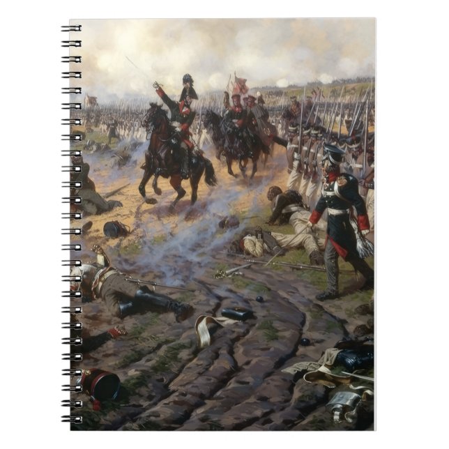 Napoleonkrigen Målning Franska trupper avancerar Anteckningsbok (Framsidan)