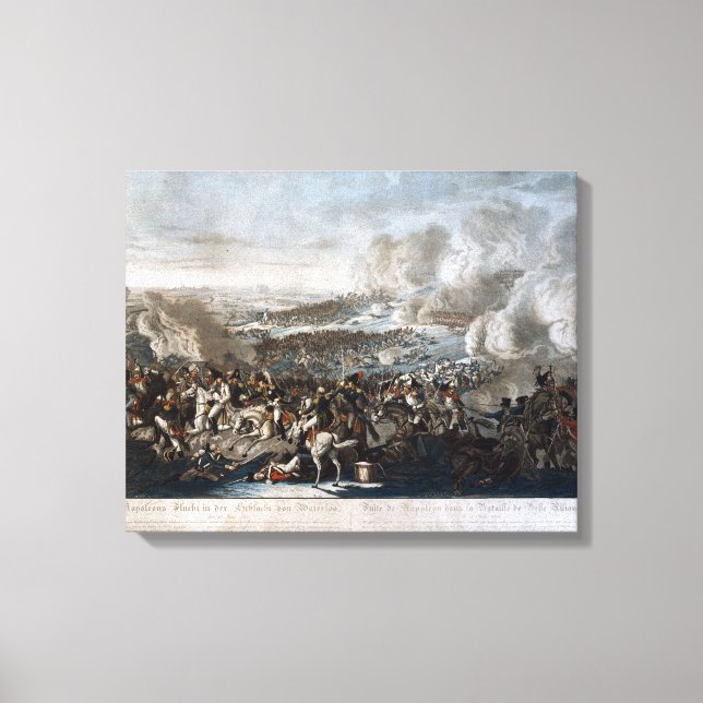 Napoleons flyg från slaget vid Waterloo Canvastryck (Framsida)