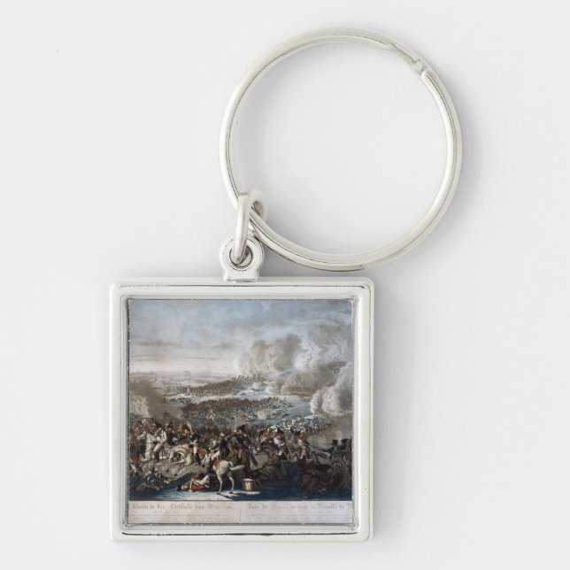 Napoleons flyg från striden av Waterloo Fyrkantig Silverfärgad Nyckelring (Framsidan)