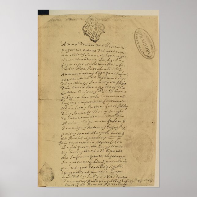 Napoleons födelseattest, 1769 poster (Framsidan)