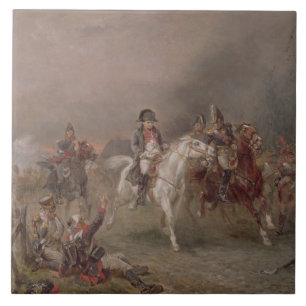 Napoleons reträtt (olja på kanfas) kakelplatta